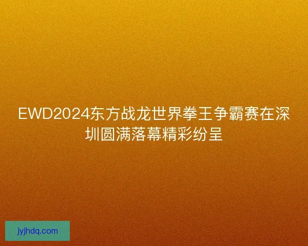 EWD2024东方战龙世界拳王争霸赛在深圳圆满落幕精彩纷呈